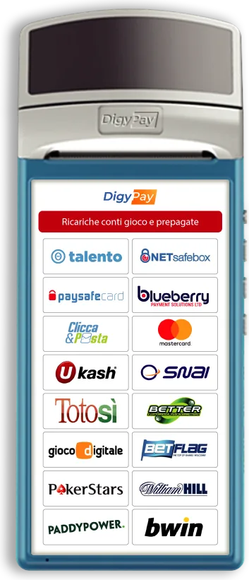 Schermata DIGYPOS: Conti gioco e prepagate